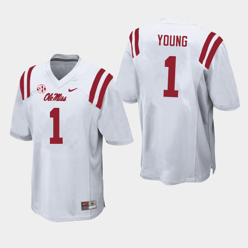 Ole Miss Rebels #1 Isheem Young College Football Jerseys Sale-White